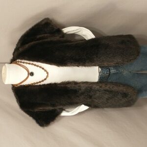Faux Fur Vest Fluffy & Realistic Dark Brown Mink Look MrkSm See Measurements